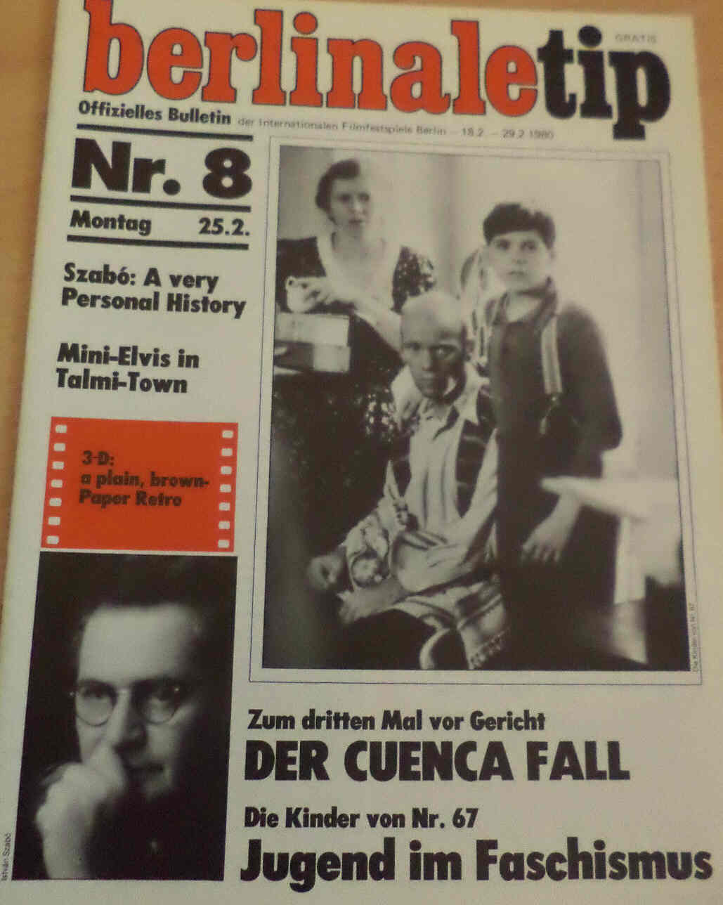 BERLINALE TIP magazine side cover Issue 8 25 February 1980
