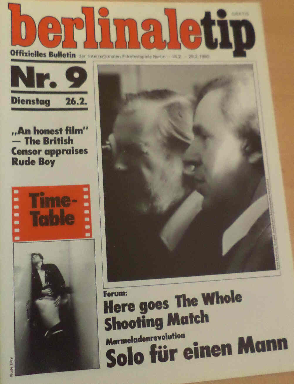 BERLINALE TIP magazine side cover Issue 9 26 February 1980