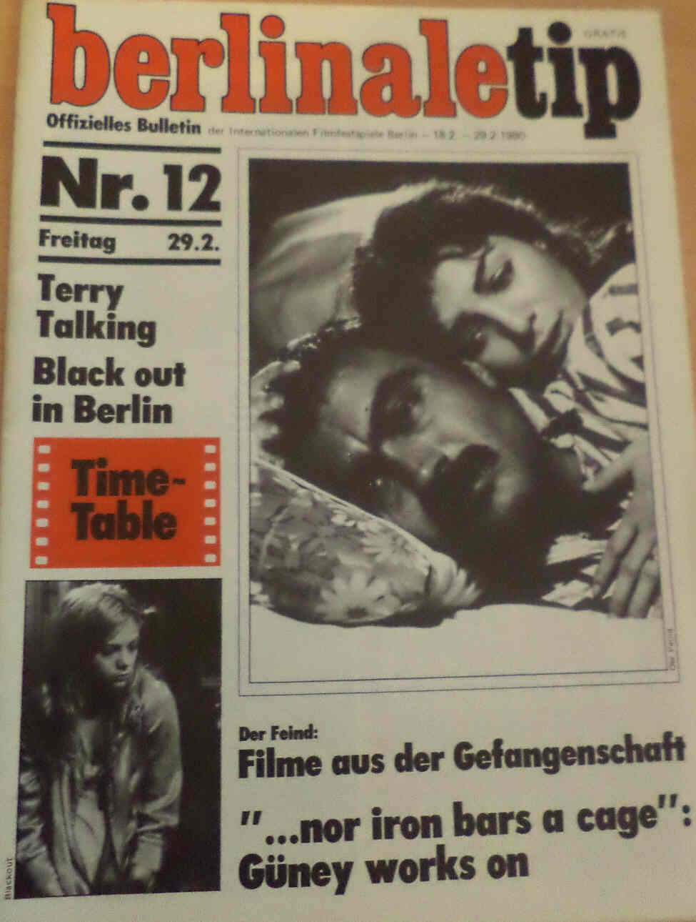 BERLINALE TIP magazine side cover Issue 12 29 February 1980