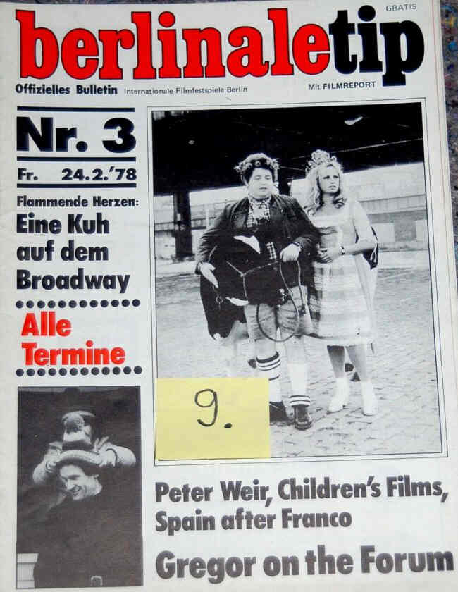 BERLINALE TIP magazine side cover Issue 3 24 February 1978