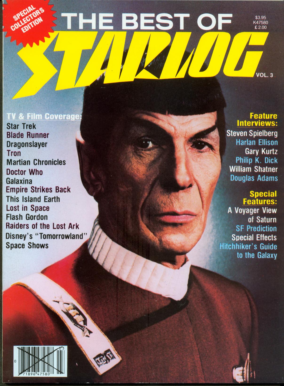 BEST OF STARLOG magazine side cover Issue 3   1982