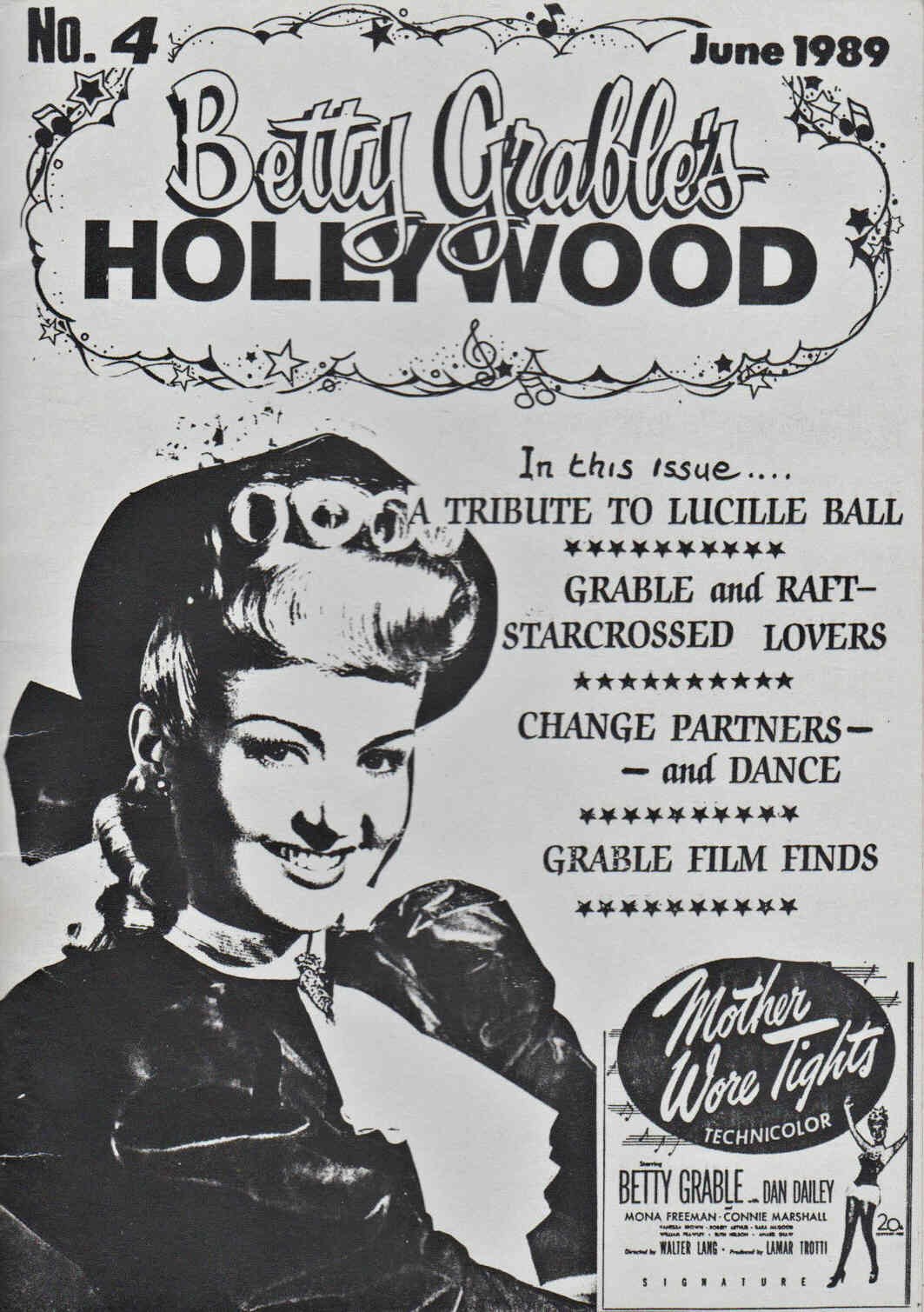 BETTY GRABLES HOLLYWOOD magazine side cover Issue 4 June 1989