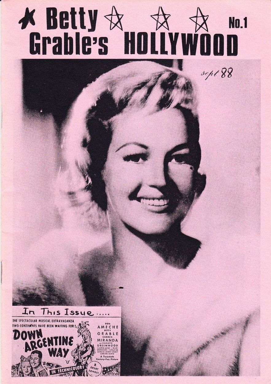 BETTY GRABLES HOLLYWOOD magazine side cover Issue 1 September 1988