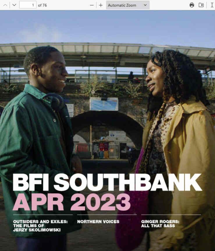 BFI SOUTHBANK GUIDE magazine side cover  April 2023