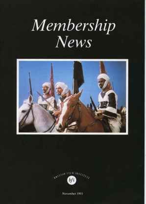 BFI MEMBERSHIP NEWS magazine side cover November 1991