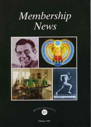 BFI MEMBERSHIP NEWS magazine side cover February 1992