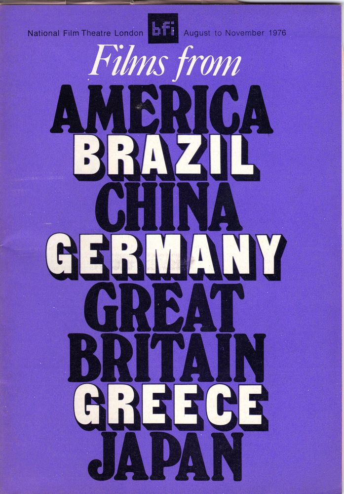 BFI SOUTHBANK GUIDE magazine side cover August-November 1976