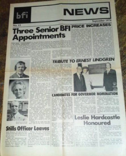 BFI MEMBERSHIP NEWS magazine side cover Issue 13  September 1974
