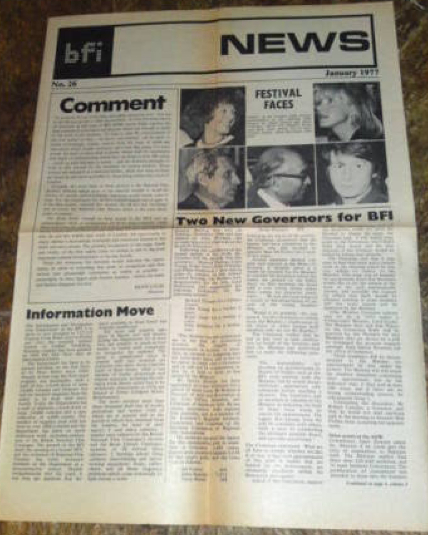BFI MEMBERSHIP NEWS magazine side cover Issue 26  January 1977