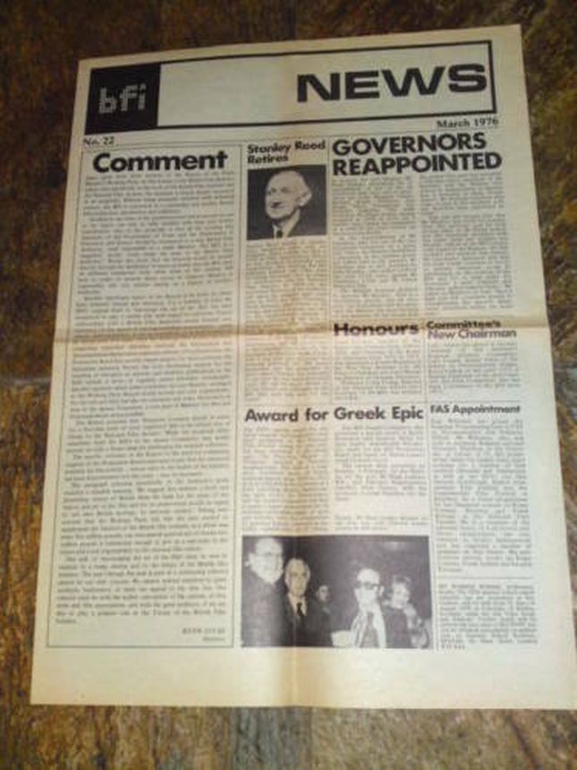 NEWS FROM THE BRITISH FILM INSTITUTE magazine side cover Issue 22  March 1976