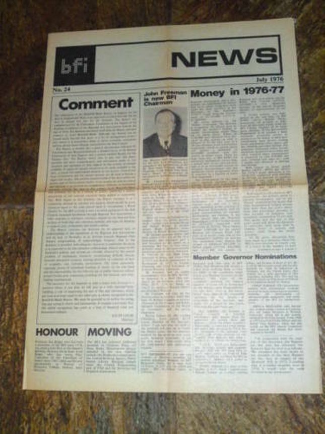 NEWS FROM THE BRITISH FILM INSTITUTE magazine side cover Issue 24  July 1976