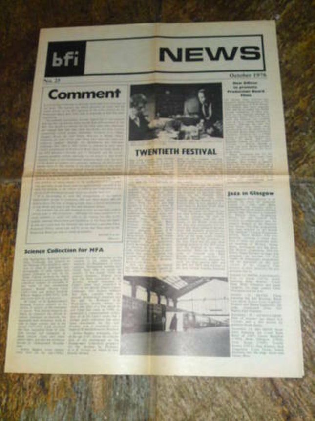 NEWS FROM THE BRITISH FILM INSTITUTE magazine side cover Issue 25  October 1976