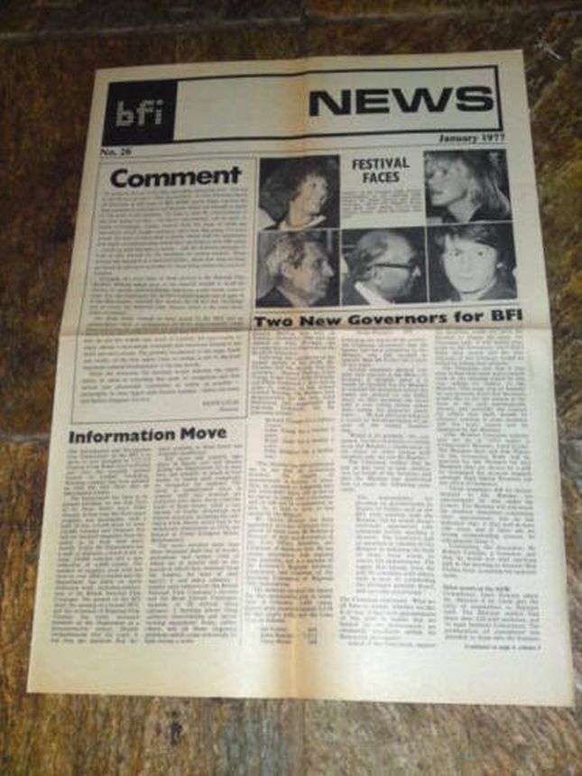NEWS FROM THE BRITISH FILM INSTITUTE magazine side cover Issue 26  January 1977