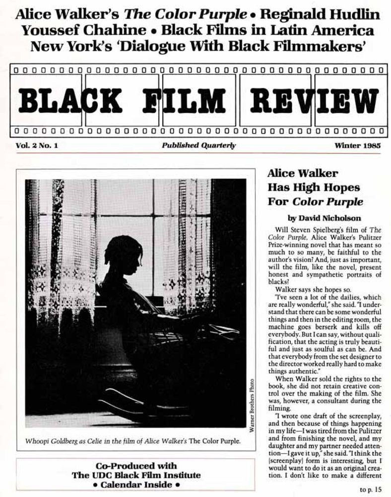 BLACK FILM REVIEW magazine side cover  Vol 2 # 1 Winter 1985