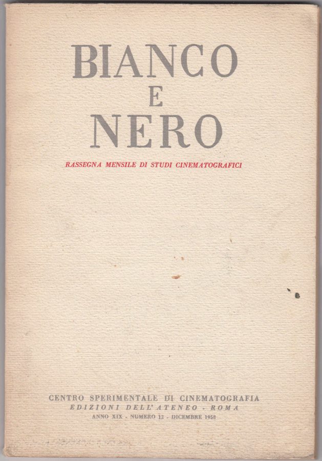 BIANCO E NERO magazine side cover December 1958