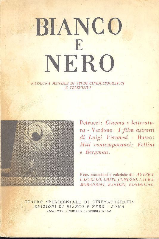 BIANCO E NERO magazine side cover February 1965