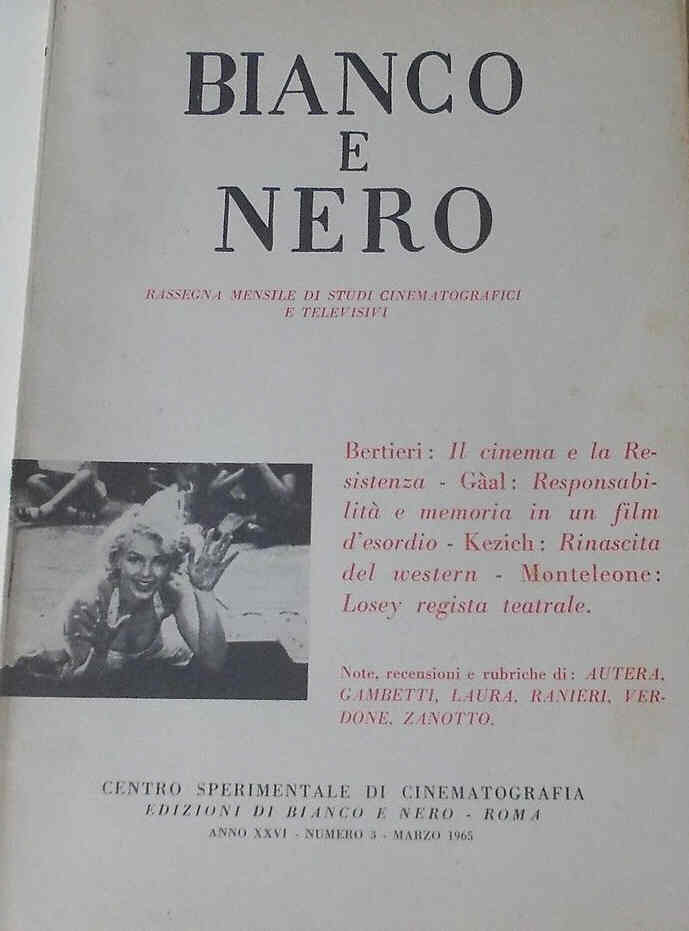 BIANCO E NERO magazine side cover March 1965
