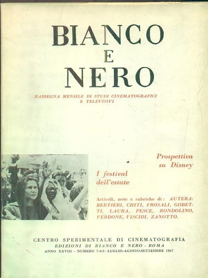 BIANCO E NERO magazine side cover July/September 1967