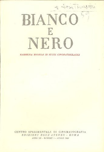 BIANCO E NERO magazine side cover  Vol 20 # 4 April 1959