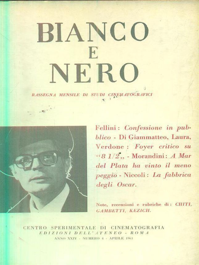 BIANCO E NERO magazine side cover April 1963