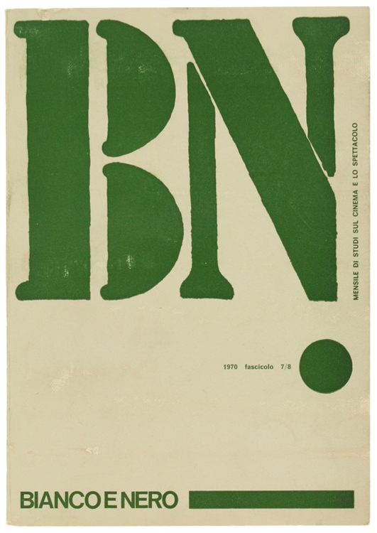BIANCO E NERO magazine side cover Issue 7-8 July/August 1970