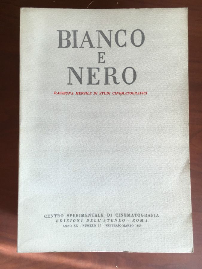 BIANCO E NERO magazine side cover February/March 1959