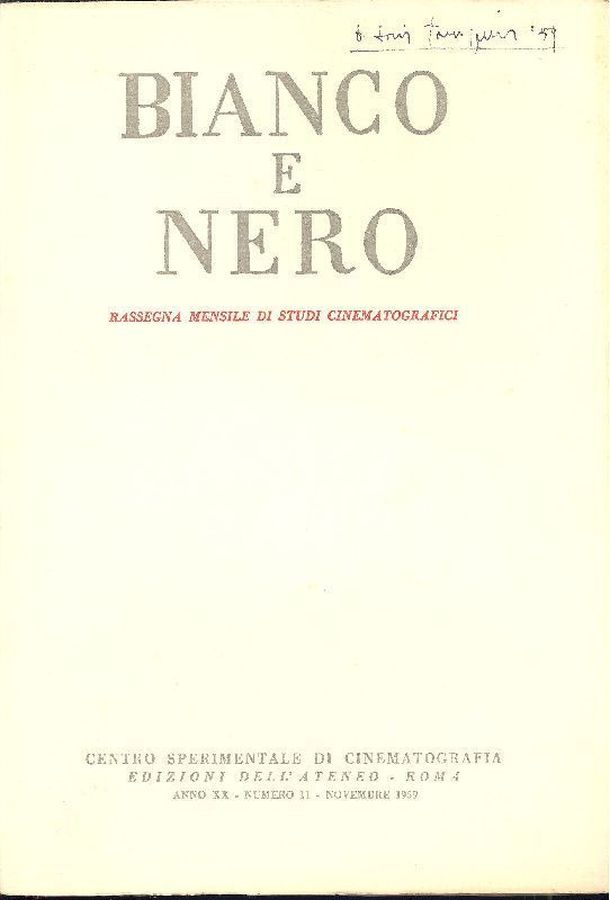 BIANCO E NERO magazine side cover November 1959