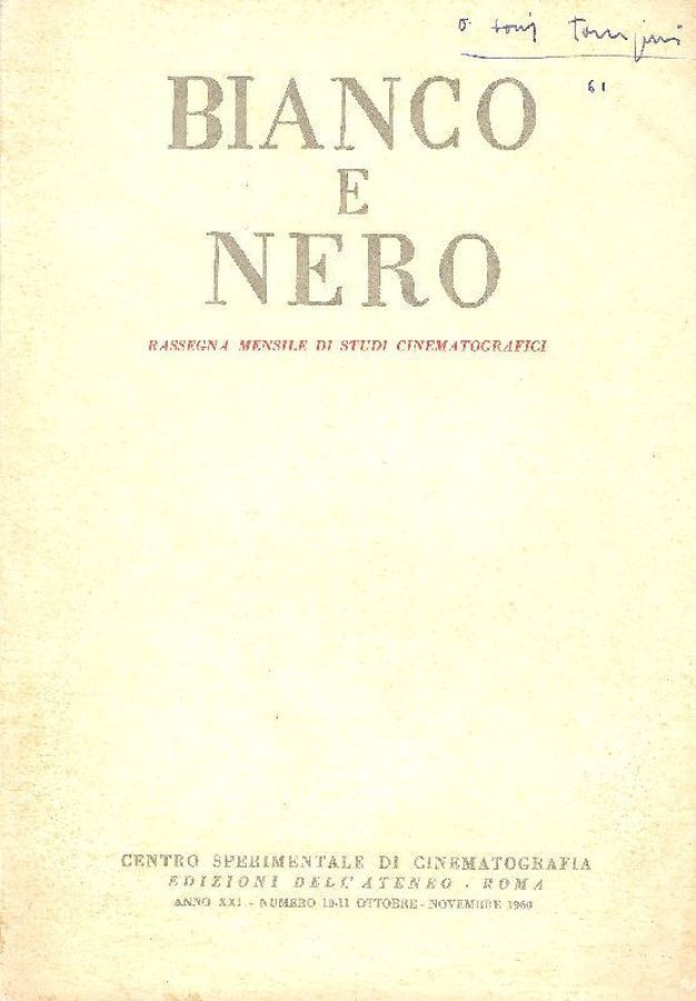 BIANCO E NERO magazine side cover October/November 1960