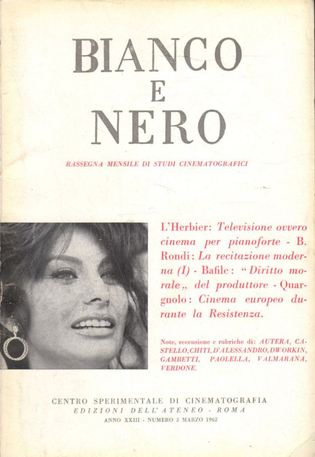 BIANCO E NERO magazine side cover March 1962