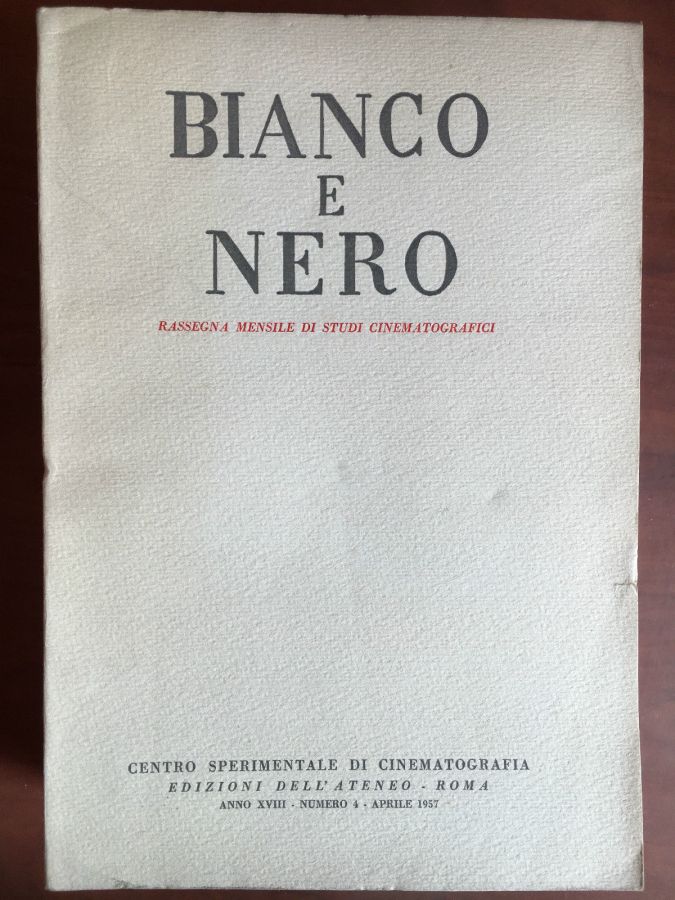 BIANCO E NERO magazine side cover April 1957