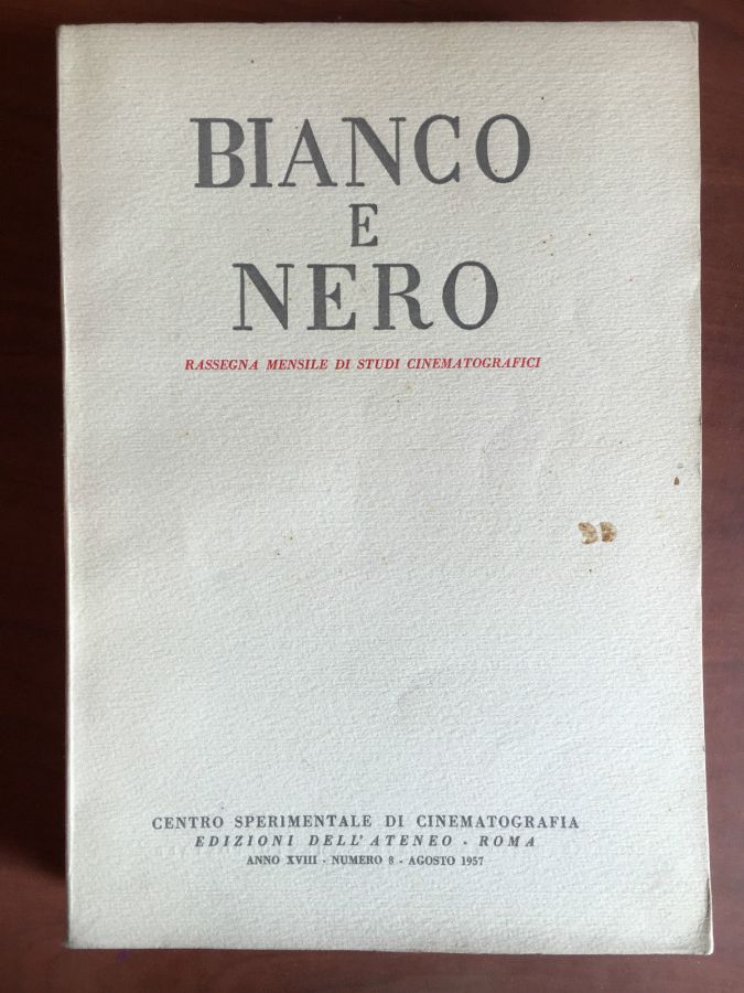 BIANCO E NERO magazine side cover August 1957