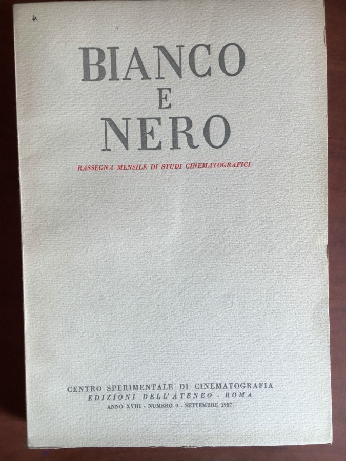 BIANCO E NERO magazine side cover September 1957