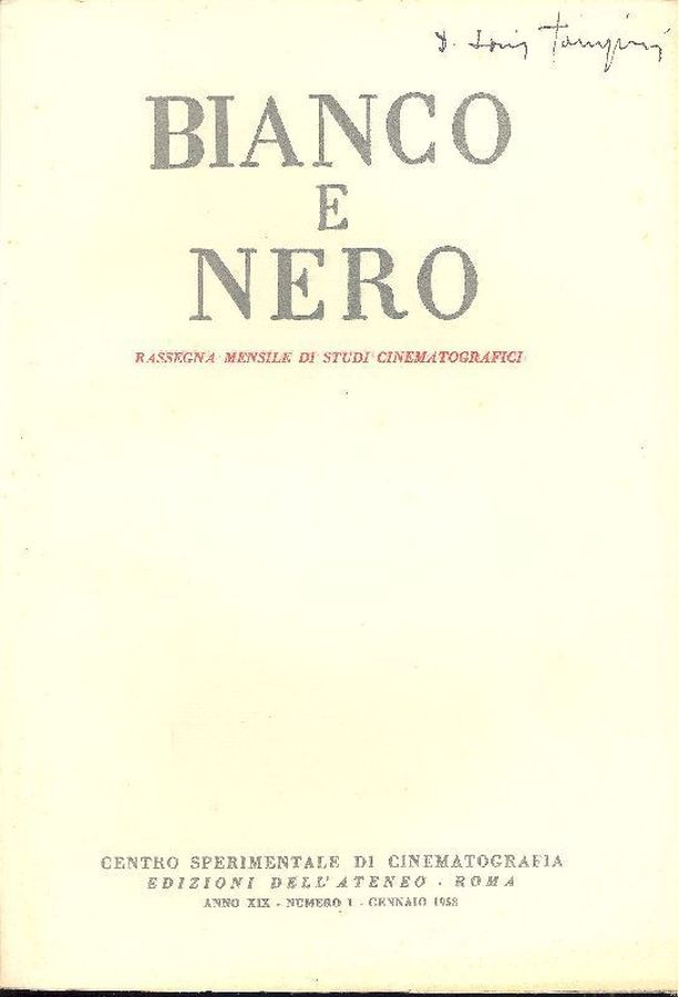 BIANCO E NERO magazine side cover January 1958