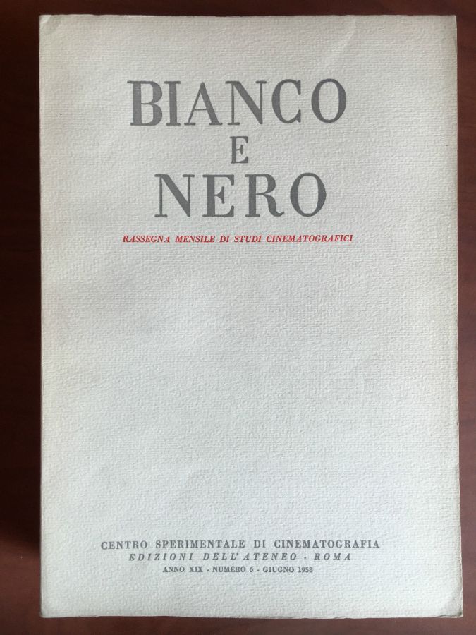 BIANCO E NERO magazine side cover June 1958