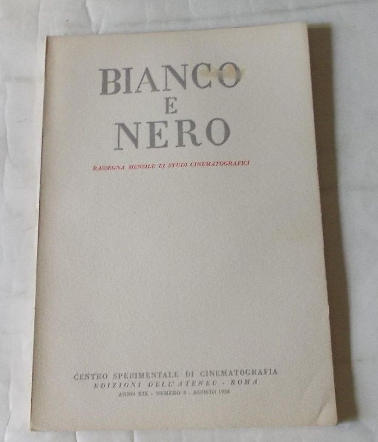 BIANCO E NERO magazine side cover August 1958