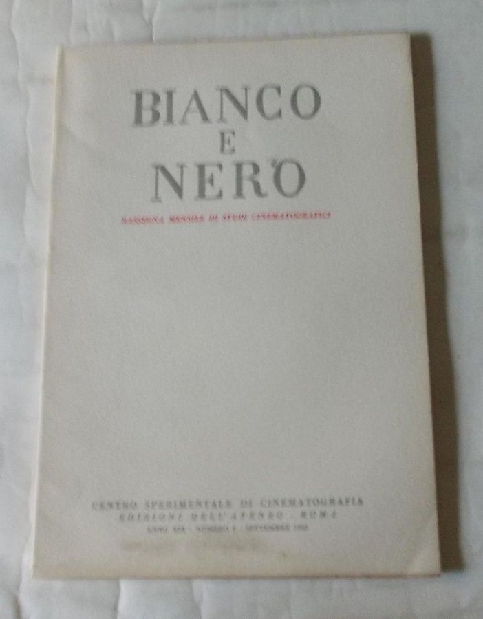 BIANCO E NERO magazine side cover September 1958