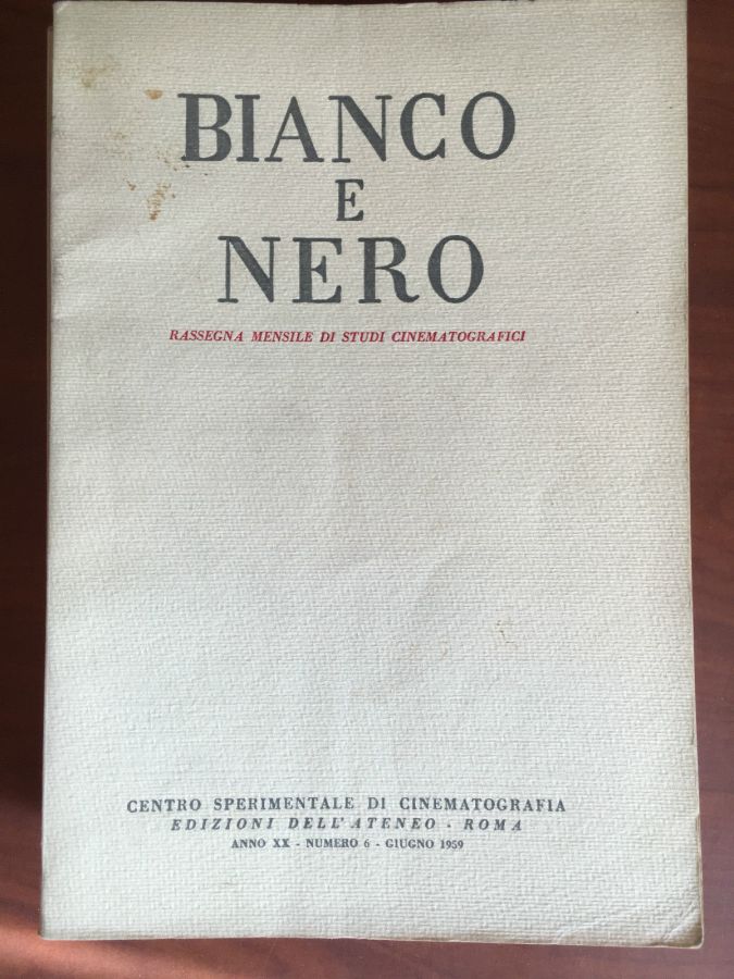 BIANCO E NERO magazine side cover June 1959