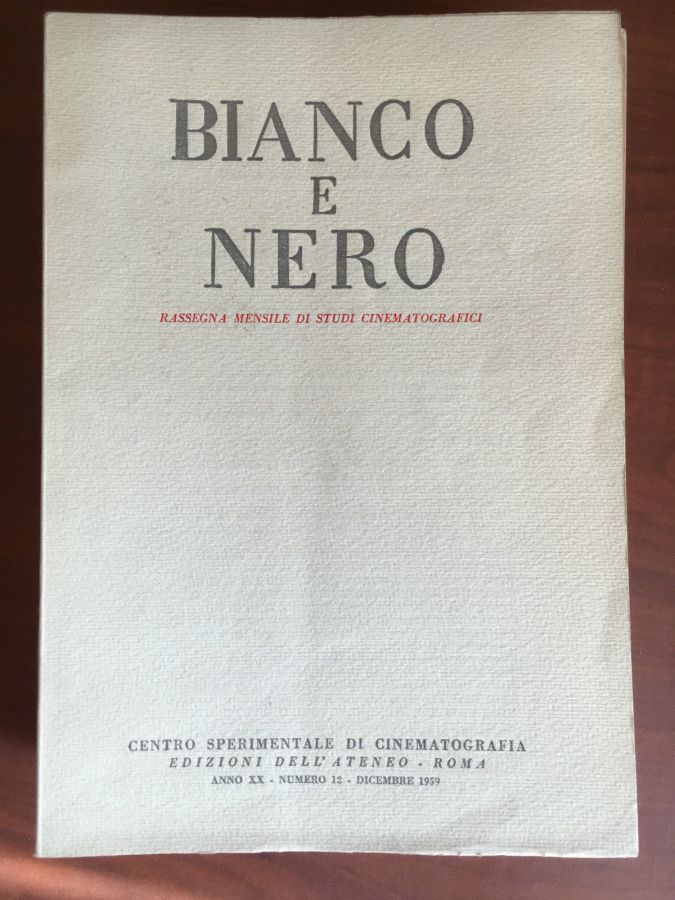 BIANCO E NERO magazine side cover December 1959