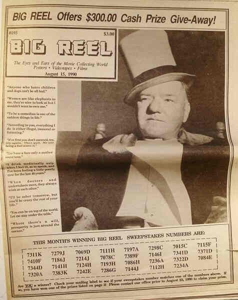 BIG REEL magazine side cover Issue 195 August 1990