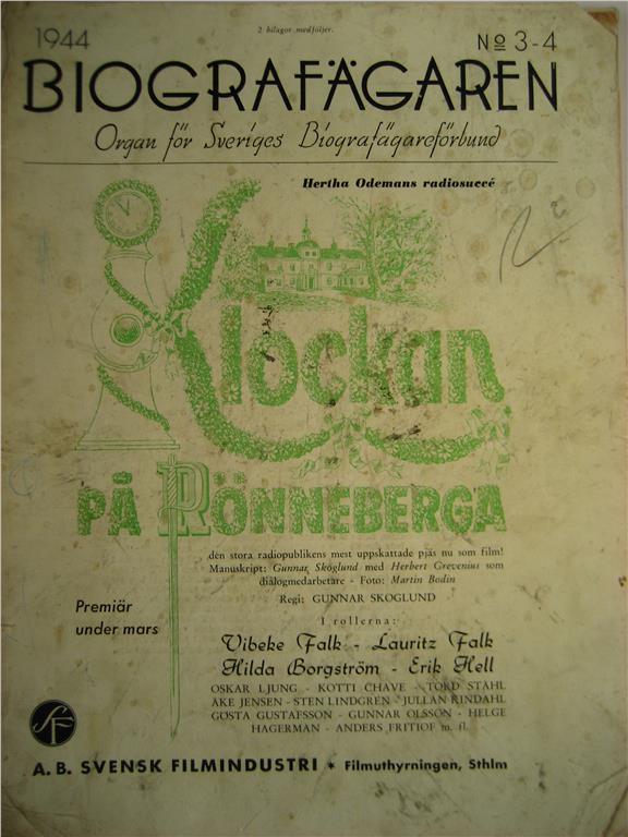 BIOGRAFAGAREN magazine side cover Issue 3-4  1944