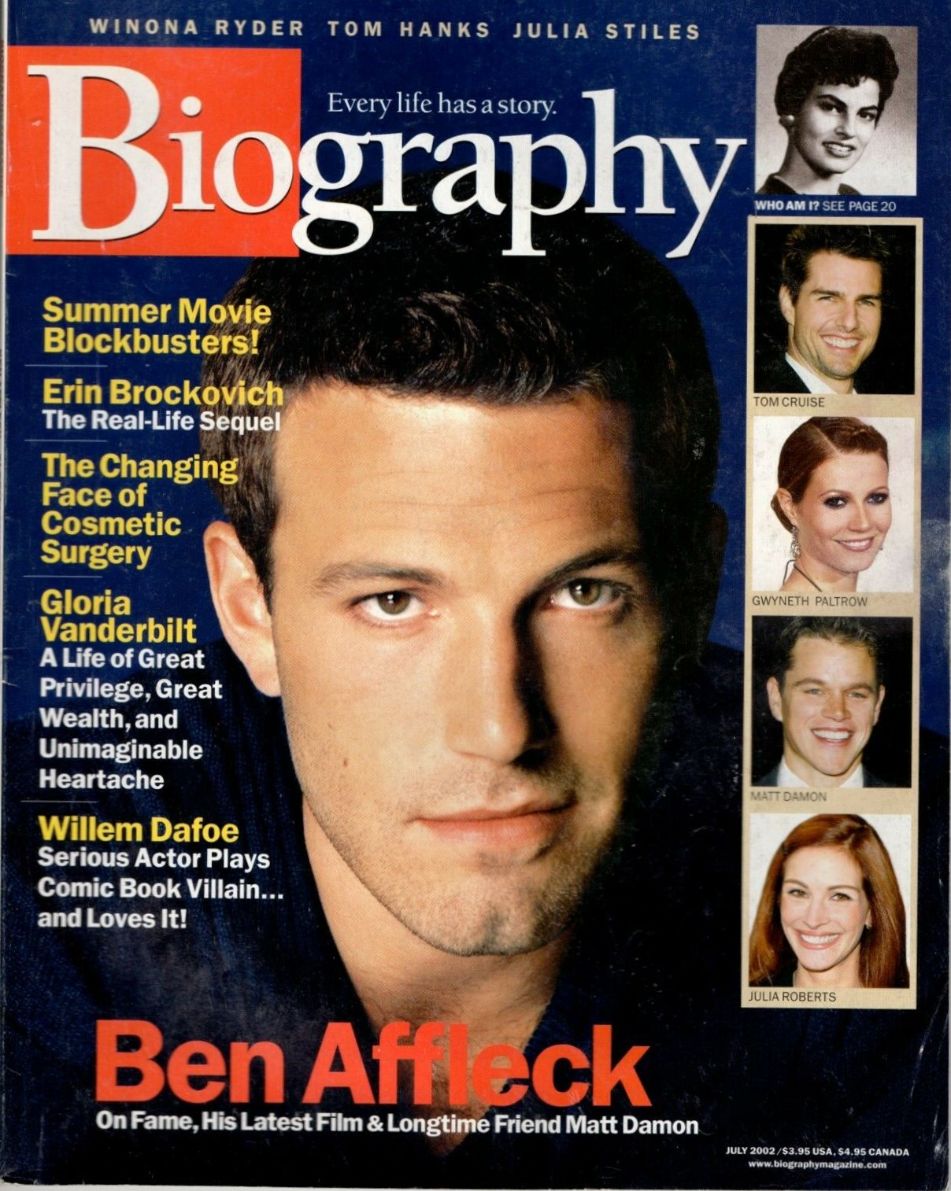 BIOGRAPHY magazine side cover  July 2002