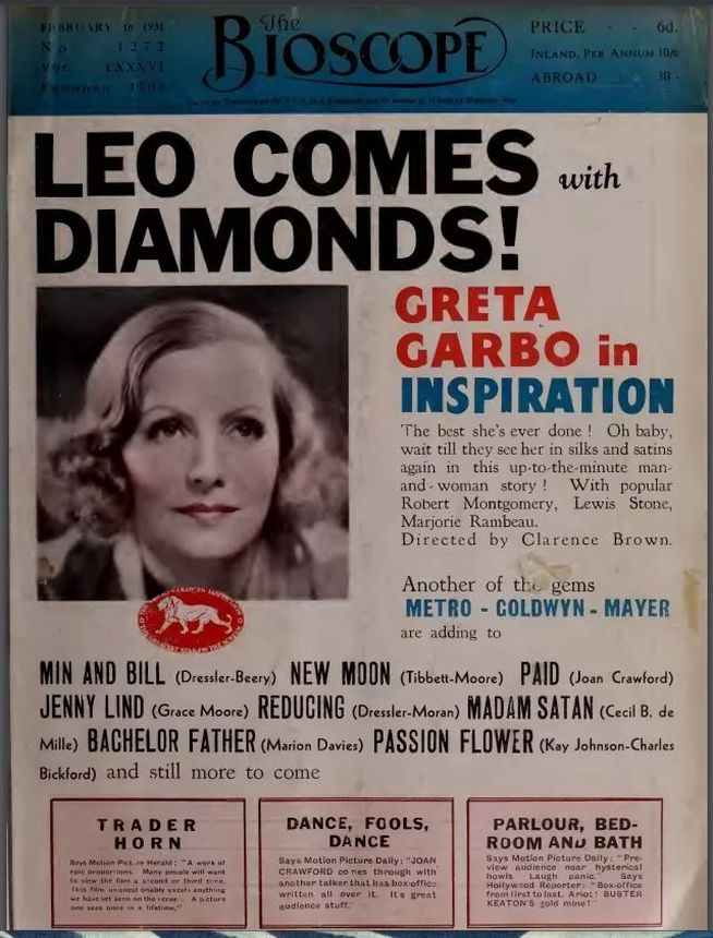 BIOSCOPE magazine side cover 18 February 1931