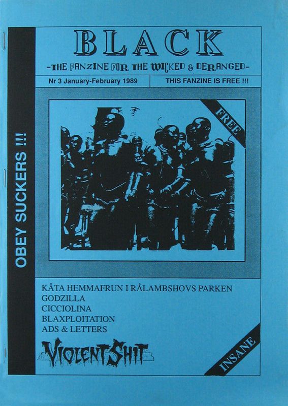 BLACK magazine side cover Issue 3  January/February 1990