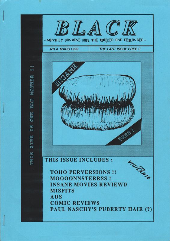 BLACK magazine side cover Issue 4  March 1990