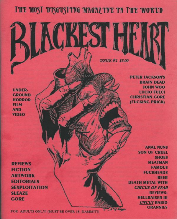 BLACKEST HEART magazine side cover Issue 1   1993