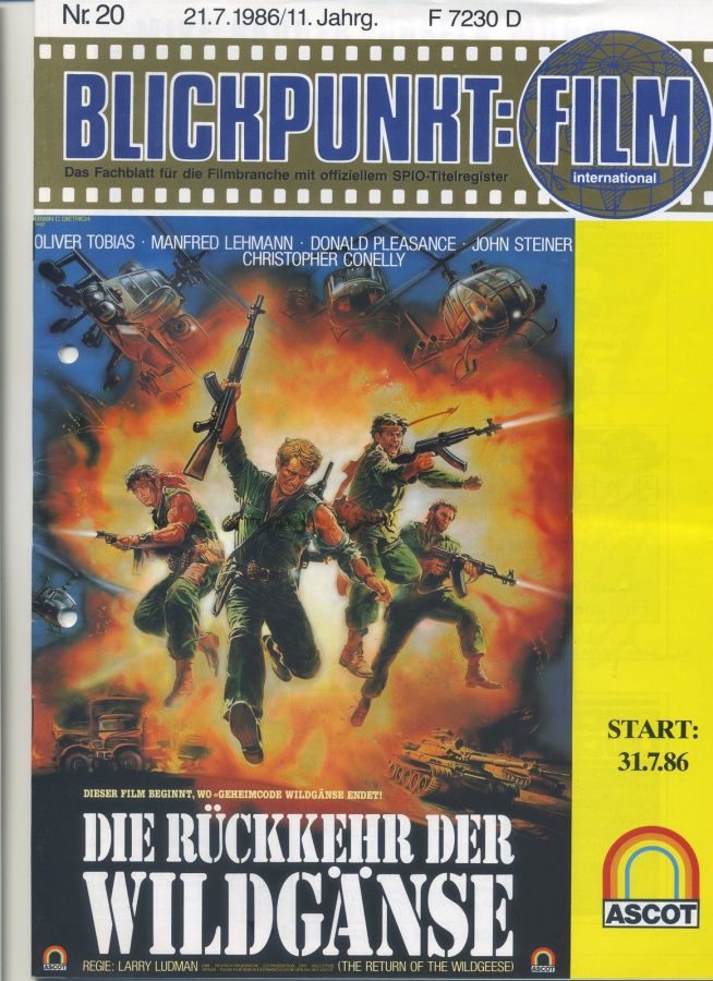 BLICKPUNKT: FILM magazine side cover Issue 20   1986