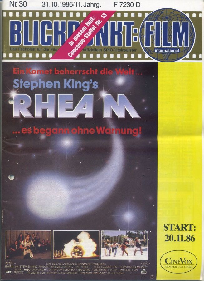 BLICKPUNKT: FILM magazine side cover Issue 30   1986