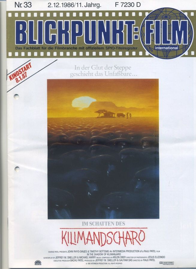 BLICKPUNKT: FILM magazine side cover Issue 33   1986