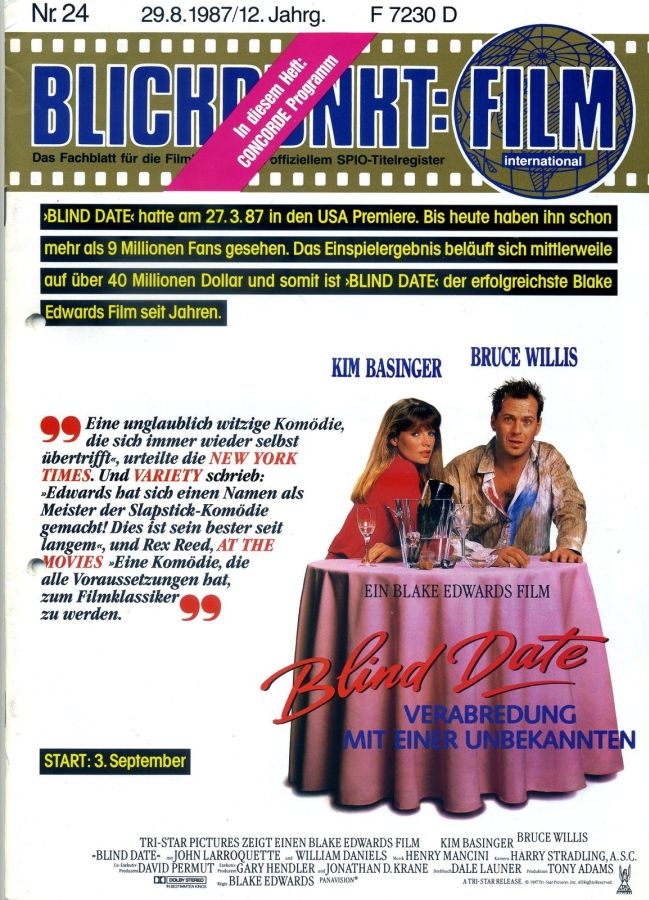 BLICKPUNKT: FILM magazine side cover Issue 24   1987
