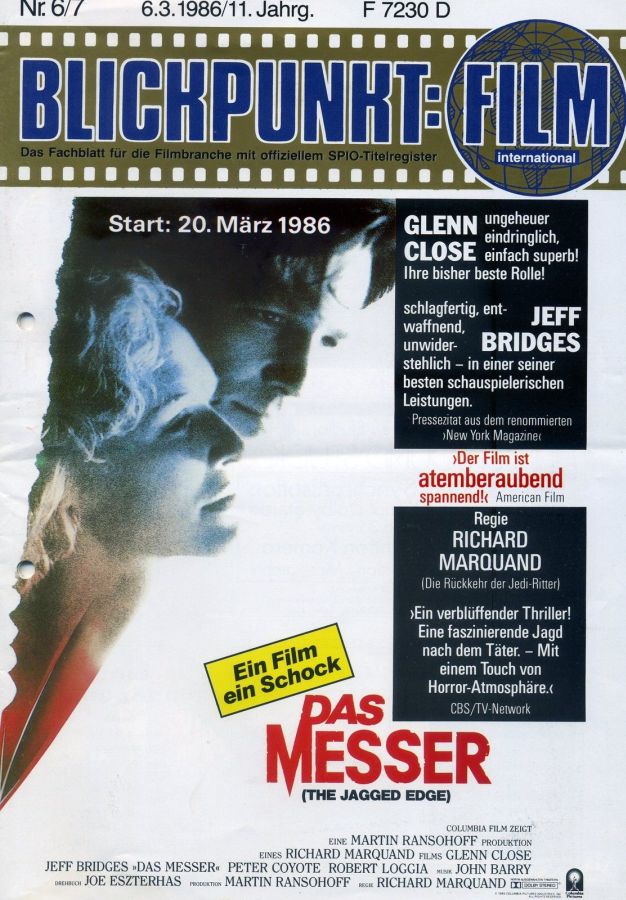 BLICKPUNKT: FILM magazine side cover Issue 6-7   1987